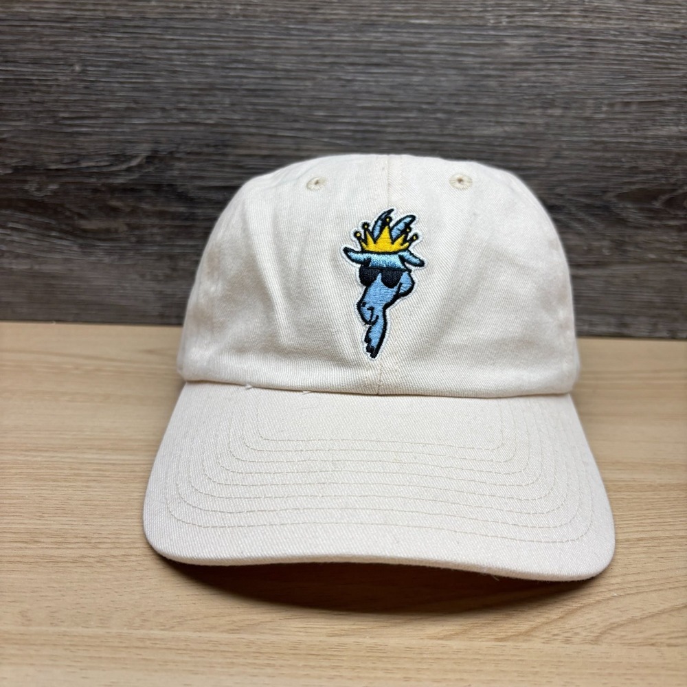 GOAT USA Hat Cap Strap Back Beige Embroidered Mascot Logo Greatest Of All Time